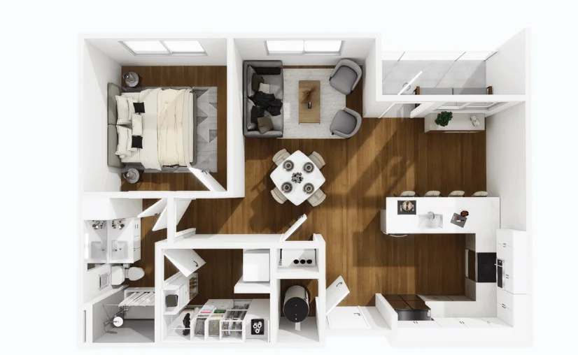 Armstrong one bedroom floor plan, 837 square feet
