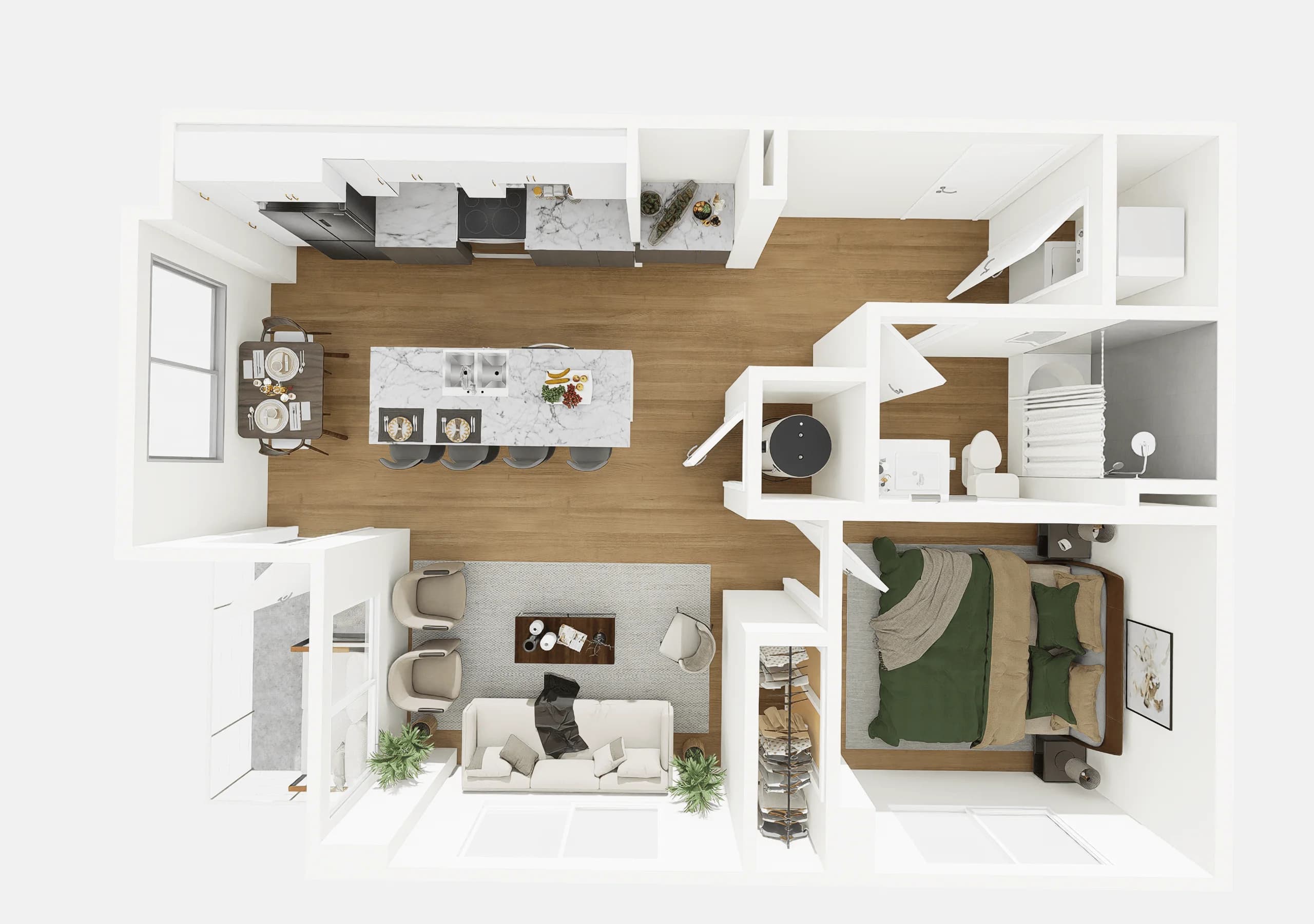 Bessie studio floor plan, 741 square feet