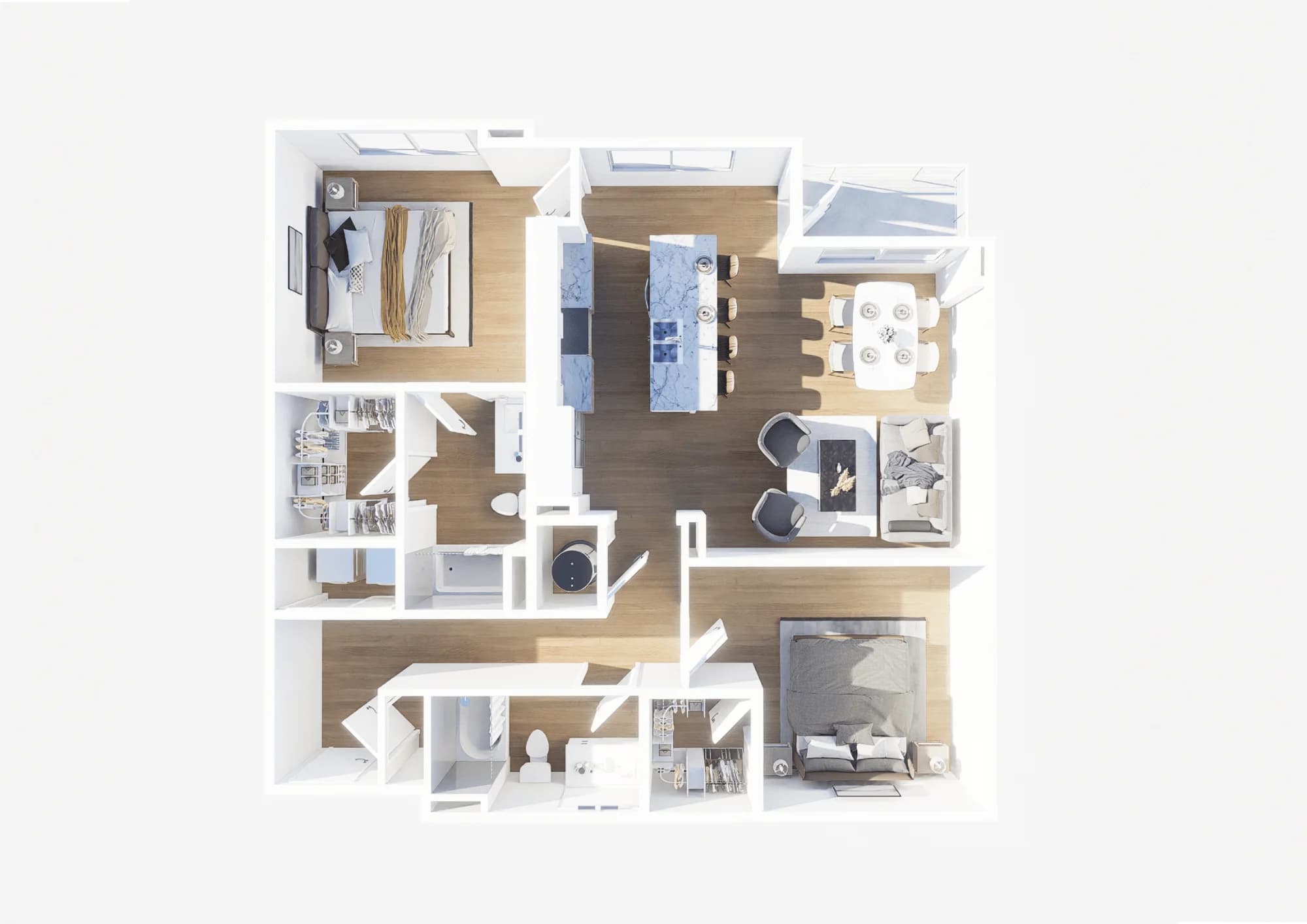 Elinor two bedroom floor plan, 1233 square feet