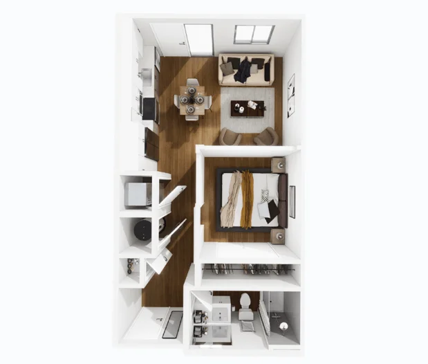 Harriet studio floor plan, 572 square feet