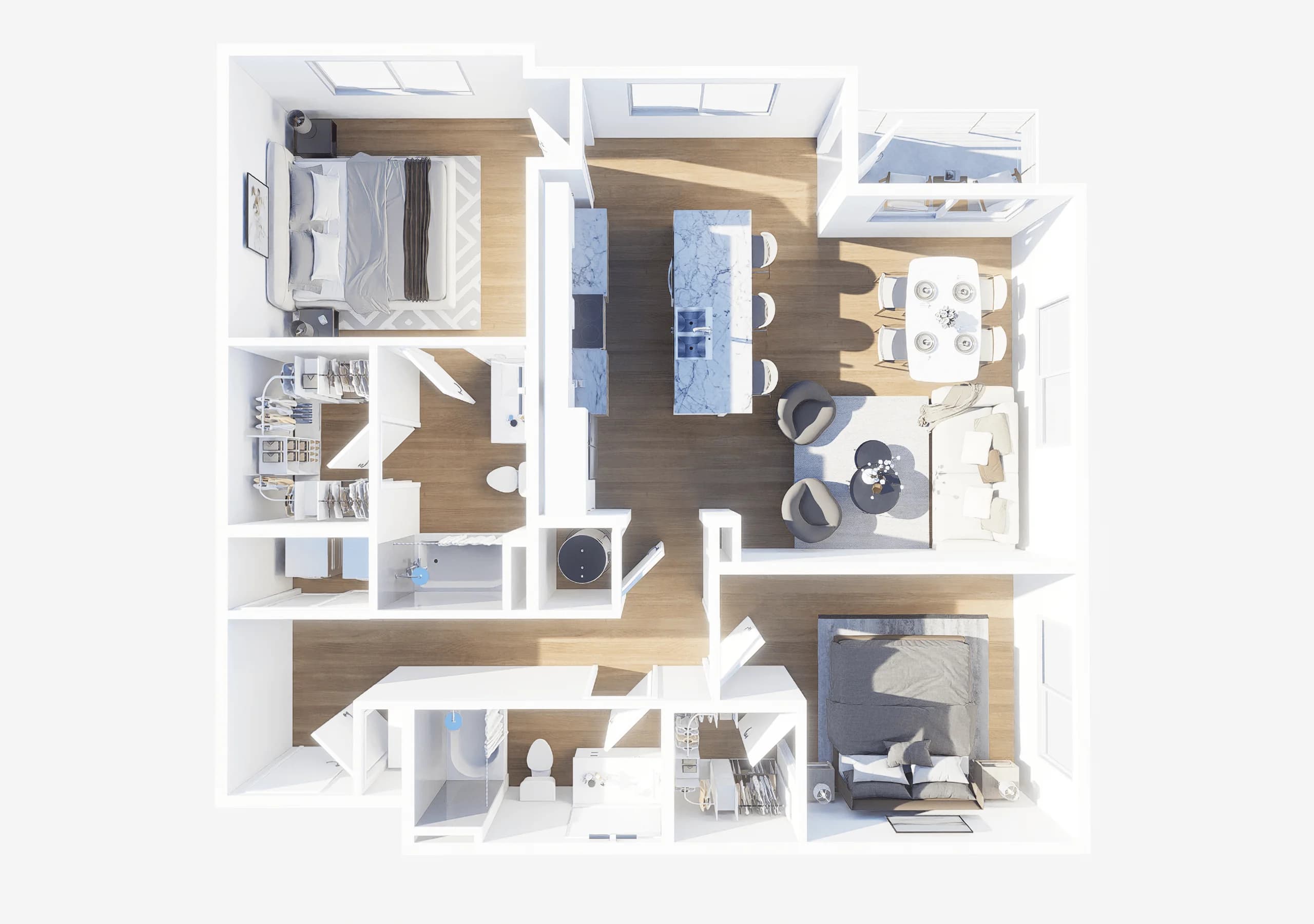 Jacqueline two bedroom floor plan, 1200 square feet
