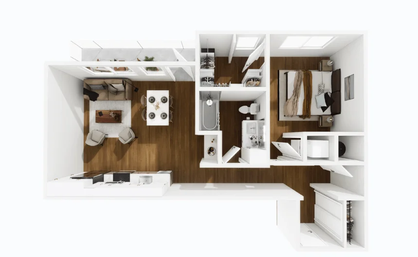 Lindbergh one bedroom floor plan, 846 square feet
